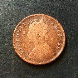 Alternative view of PRINCELY STATE. BIKANER STATE 1895 one quarter aana Rare. Copper coin