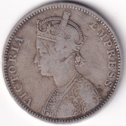 Alternative view of 1877 One Rupee Victoria Queen Silver Coin British India Rare