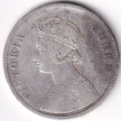 Alternative view of 1862 One Rupee Victoria Queen Silver Coin British India Rare