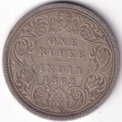 1862 One Rupee Victoria Queen Silver Coin British India Rare #2