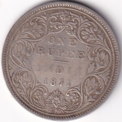 1877 One Rupee Victoria Queen Silver Coin British India Rare #2