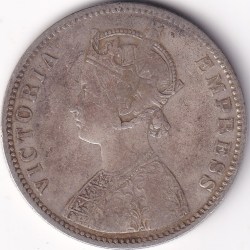 Alternative view of 1877 One Rupee Victoria Queen Silver Coin British India Rare #2