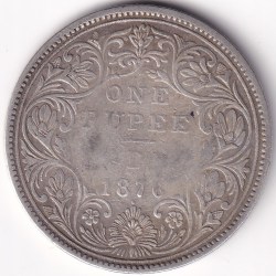 1876 One Rupee Victoria Queen Silver Coin British India Rare