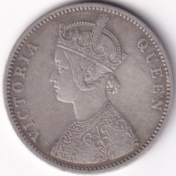 Alternative view of 1876 One Rupee Victoria Queen Silver Coin British India Rare