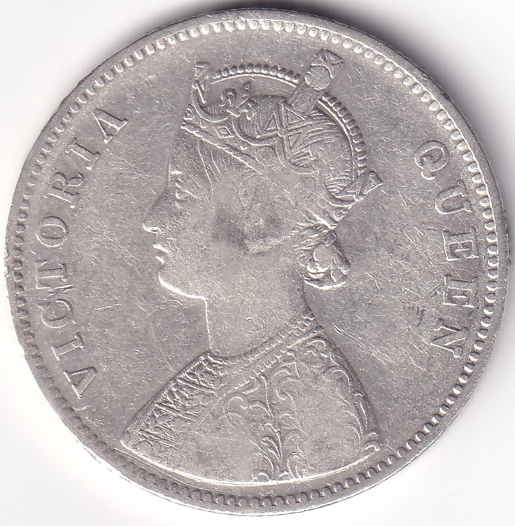 1862 One Rupee Victoria Queen Silver Coin British India 10 Dots Varity Ex Rare - Image 2