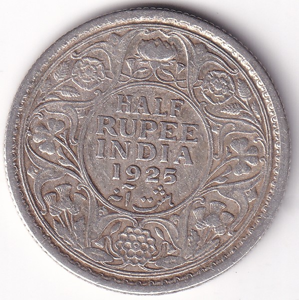 1925 Half Rupee Silver George V King British India Rare Coin #2