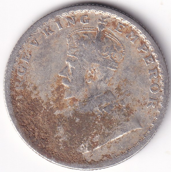 1925 Half Rupee Silver George V King British India Rare Coin #2 - Image 2