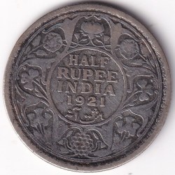 1921 Half Rupee Silver George V King British India Rare Coin