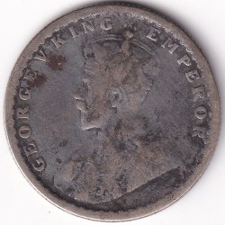 Alternative view of 1921 Half Rupee Silver George V King British India Rare Coin