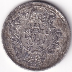 1921 Half Rupee Silver George V King British India Rare Coin #2