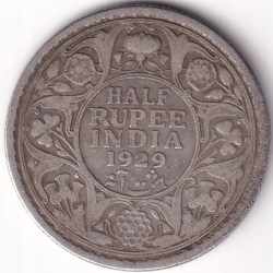 1929 Half Rupee Silver George V King British India Rare Coin