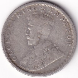 Alternative view of 1929 Half Rupee Silver George V King British India Rare Coin