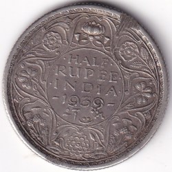 1939 Mature Head George VI Half Rupee Edge Damage Silver Rare Coin