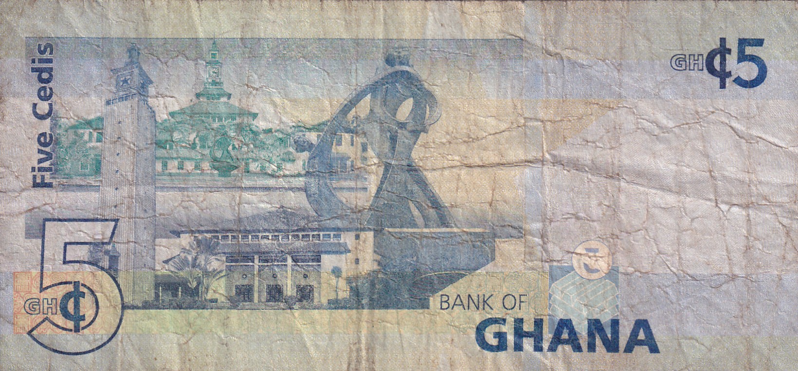 Ghana 5 Cedis Bank Note#B-2 - Image 2