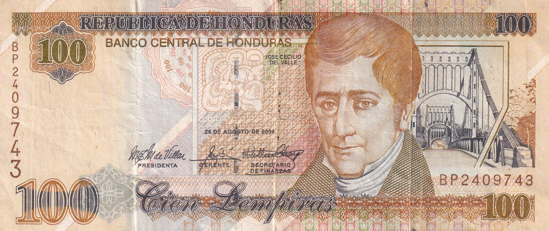 Honduras 100 Lempiras Rare Bank Note#B-2