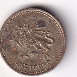 United Kingdom 1 Pound (Elizabeth II 4th portrait; Welsh Dragon) Commemorative Coin #D-170