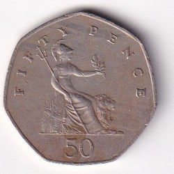 United Kingdom 50 Pence 1938 (Elizabeth II 2nd portrait) Rare Coin #D-176