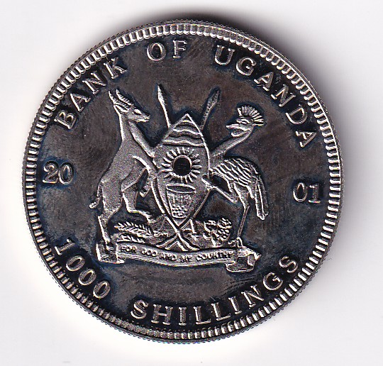 Uganda 1000 Shillings 2001 (Leopard) Beautiful Coloured Commemorative Coin #D-202 - Image 2