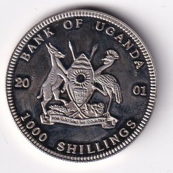 Alternative view of Uganda 1000 Shillings 2001 (Cape buffalo) Beautiful Coloured Commemorative Coin #D-203