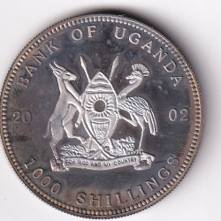 Alternative view of Uganda 1000 Shillings 2002 (Eating gorilla) Commemorative Coin #D-204