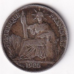 French Indochina 20 Cents 1925 Rare Silver Coin #D-206