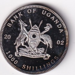 Alternative view of Uganda 1000 Shillings 2002 Rare Beautiful Coloured Commemorative Coin#D-213