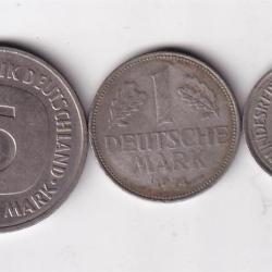 Alternative view of Germany 3 Coin (5,1,1/2 Deutsche Mark) Rare Coin Set #D-221