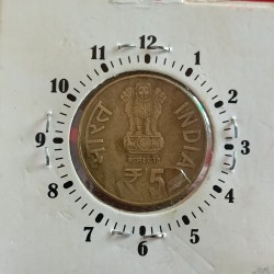 Alternative view of Five Rs Rare 2 "o Clock Error Coin Maulana Abdul Kalam Azad 125 th Aniversary Hyderabad Mint RBI Mistake Coin