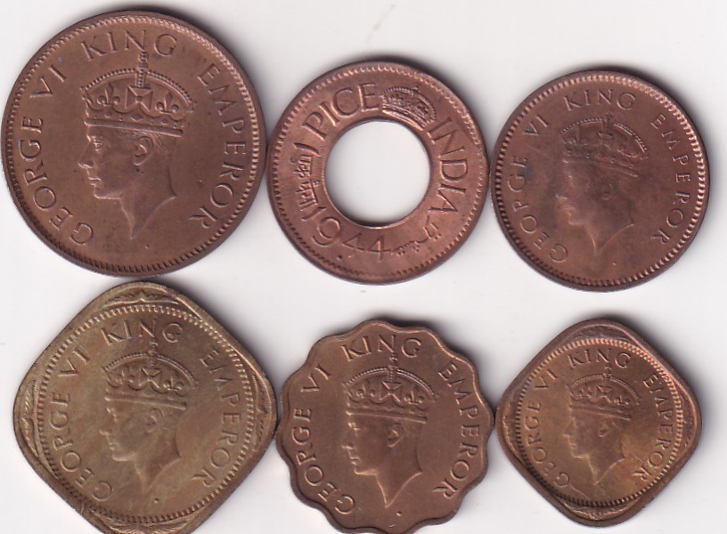 BRITISH - INDIA GEORGR VI RARE UNC (6 PCS SET) # Z-1