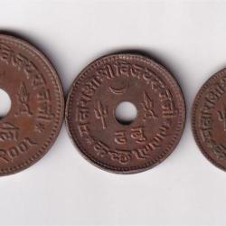 Princely state of George VI [Vijayarajji] (1 Payalo,1 Dhabu,1 Dhinglo) 3 Pcs Coin Set #d-243