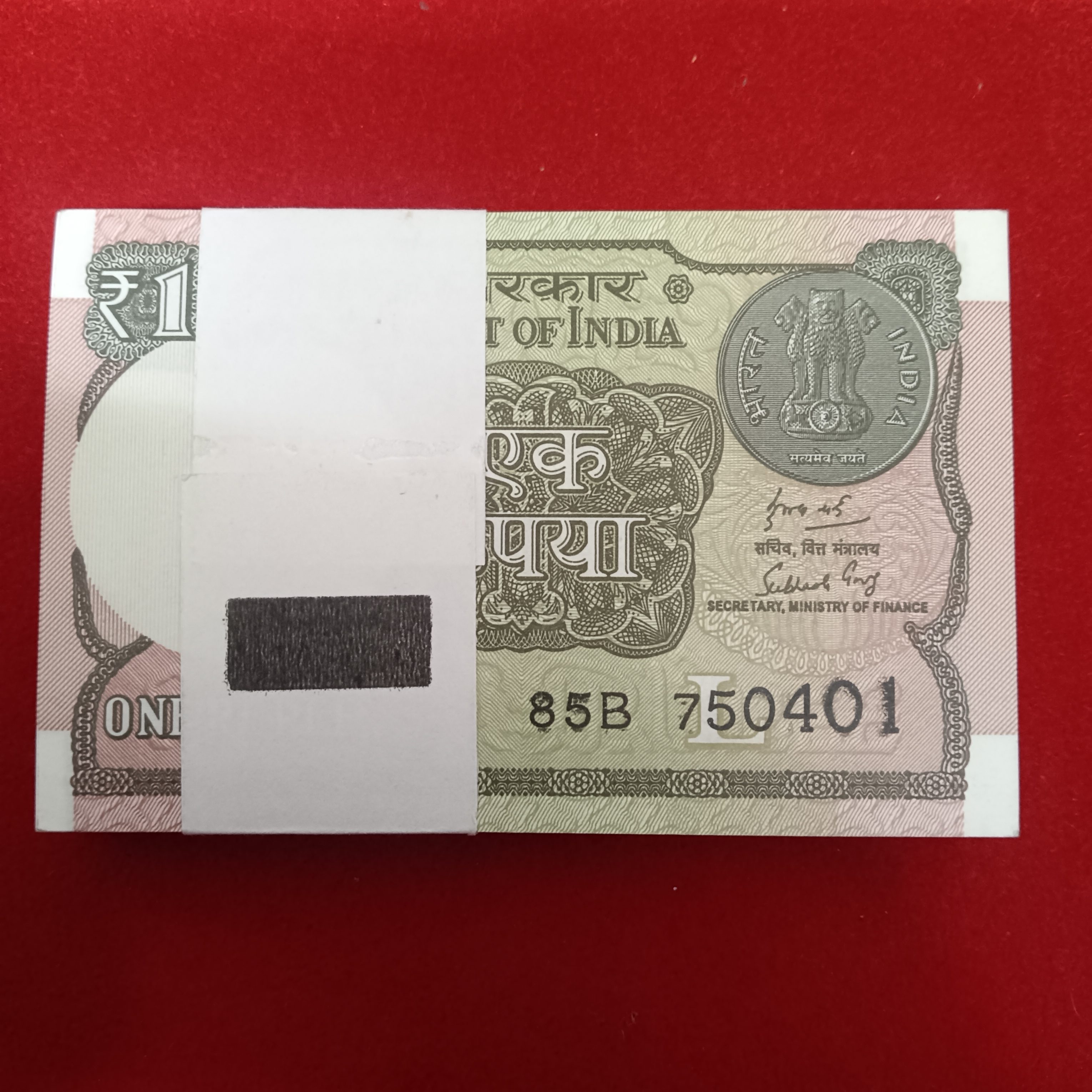 One Rs Full Bundle Finance SECRETARY Subhash Garg Year 2019 Gem Bunc Condition 750401
