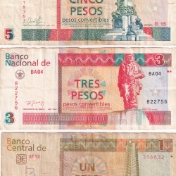 CUBA ALL DIFFERENT DENOMINATION RARE (3 NOTE SET)