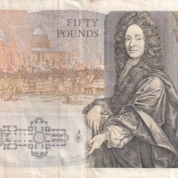 Alternative view of England 50 Pounds - Elizabeth II Sir Christopher Wren RARE NOTE