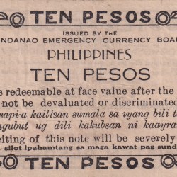 Alternative view of Island of Mindanao 10 Pesos (1943-1945) Rare Note #B-2