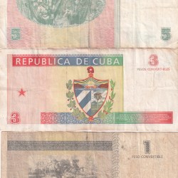 Alternative view of CUBA ALL DIFFERENT DENOMINATION RARE (3 NOTE SET)