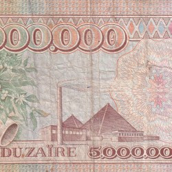 Alternative view of Congo (Zaire) 5 000 000 Zaïres (1971-1997) Rare Note #B-2
