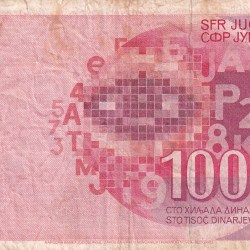 Alternative view of Yugoslavia 100000 Dinara Rare Note #B-2