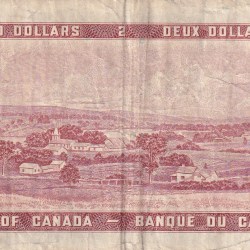 Alternative view of Canada 2 Dollar (1954 Series) Rare Bank Note #B-2