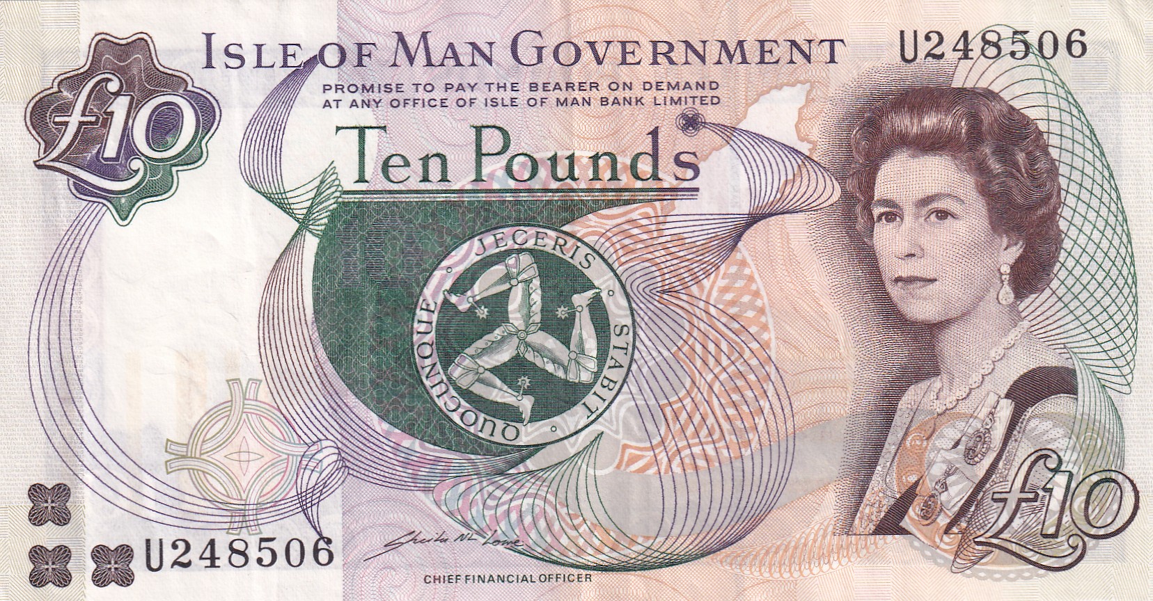 Isle of Man (British Crown dependencies) 10 Pounds Rare Note #B-2