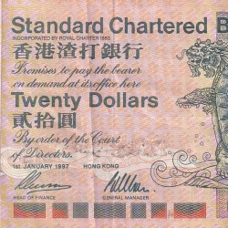 China › Hong Kong 20 Dollars Standard Chartered Bank RARE NOTE