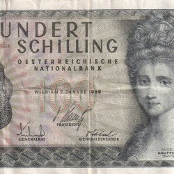 Austria 100 Schilling (First issue) Rare Note #B-2