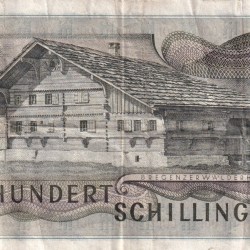 Alternative view of Austria 100 Schilling (First issue) Rare Note #B-2