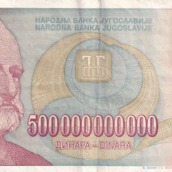 Yugoslavia 500000000000 Dinar Rare Note #B-2