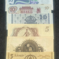 Alternative view of SWEDEN 10 DIFFERENT KRONOR OLD ISSUE RARE (10 NOTE SET)