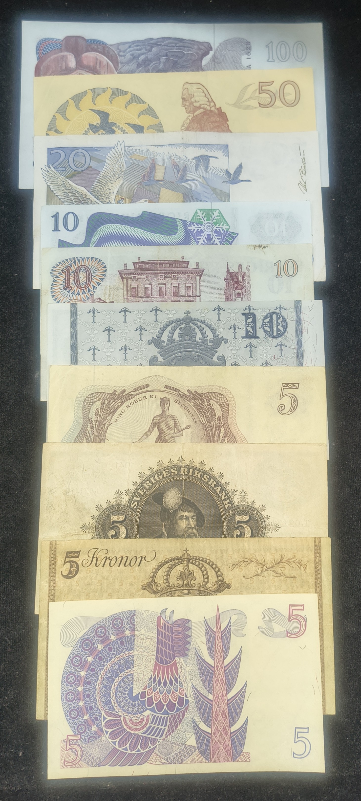 SWEDEN 10 DIFFERENT KRONOR OLD ISSUE RARE (10 NOTE SET) - Image 2