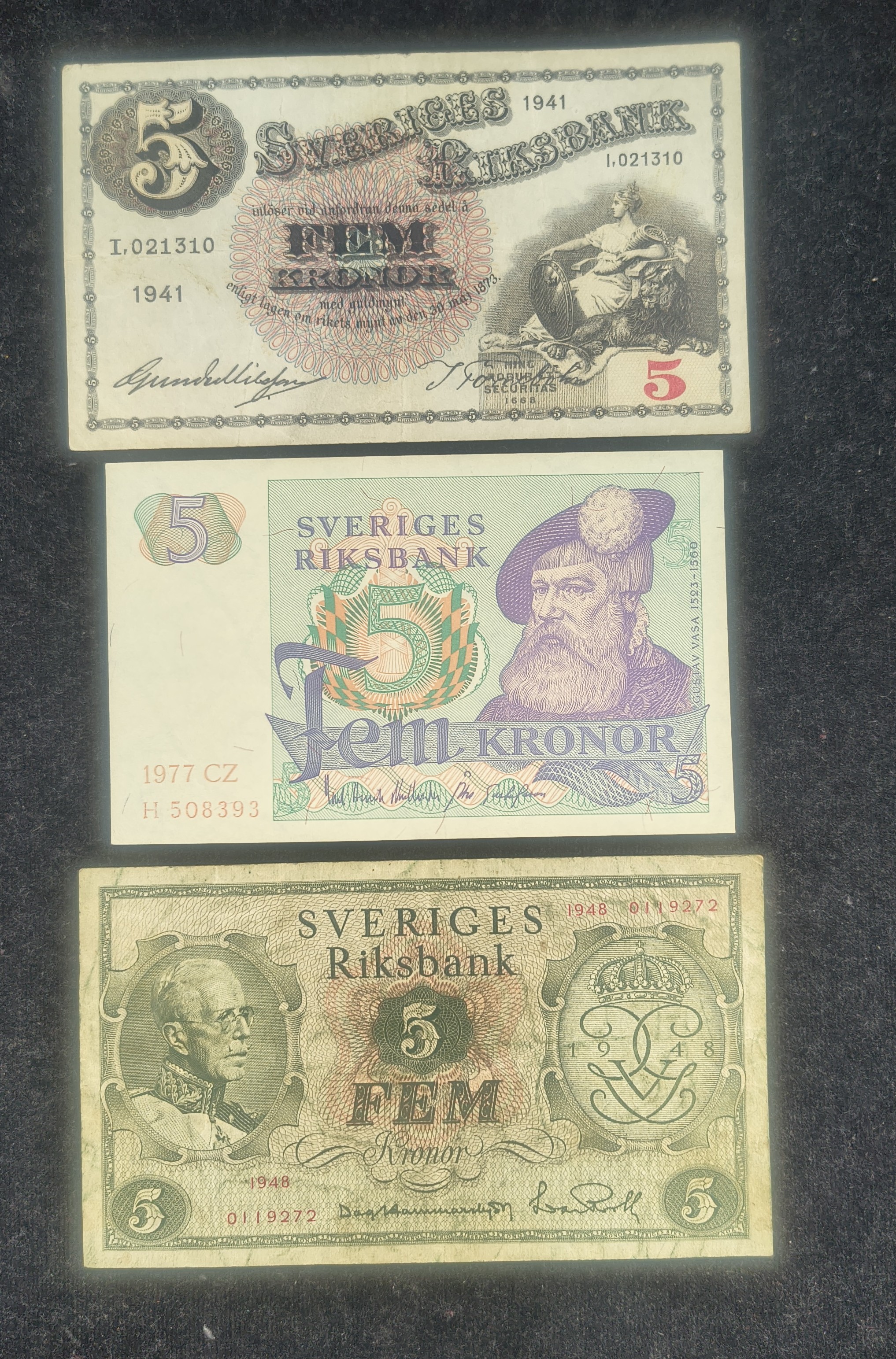 SWEDEN 10 DIFFERENT KRONOR OLD ISSUE RARE (10 NOTE SET) - Image 5