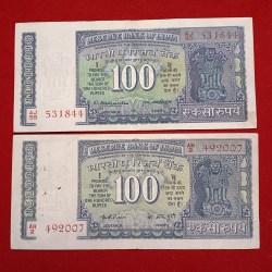 100 Rs Rare Cobalt issue Notes 2 Pcs 2 Governor M.Narsimham & k R Puri Republic of India Sku 24