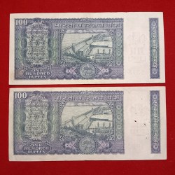 Alternative view of 100 Rs Rare Cobalt issue Notes 2 Pcs 2 Governor M.Narsimham & k R Puri Republic of India Sku 24