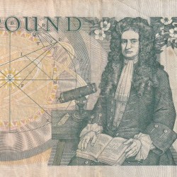 Alternative view of United Kingdom (England) 1 Pound (Elizabeth II Sir Isaac Newton 1642-1727) Rare Note #B-2