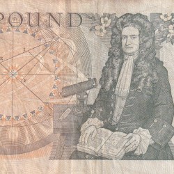 Alternative view of United Kingdom (England) 1 Pound (Elizabeth II Sir Isaac Newton 1642-1727) Rare Note #B-2